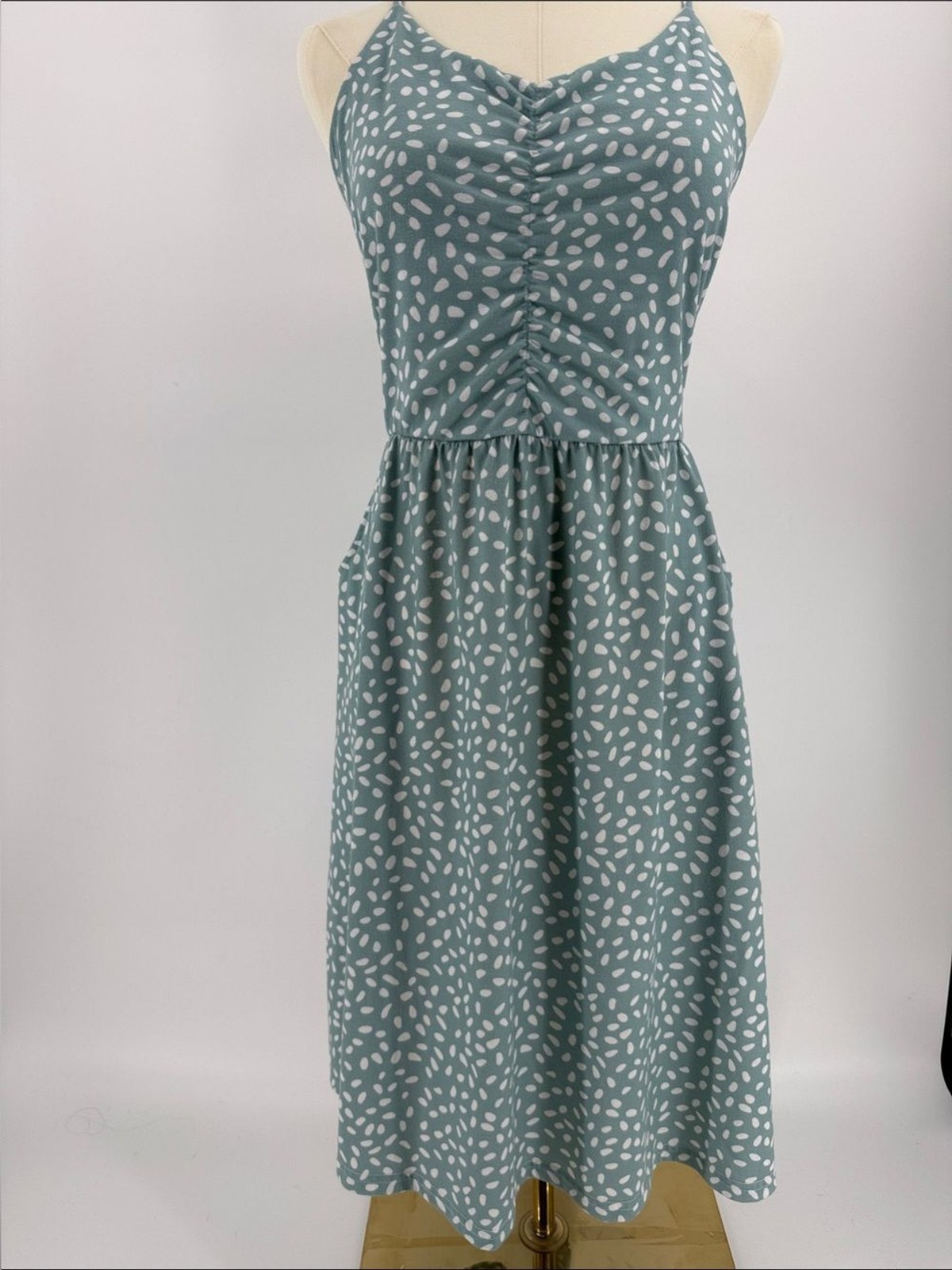 Cute summer dress, Teal Dot Ruched