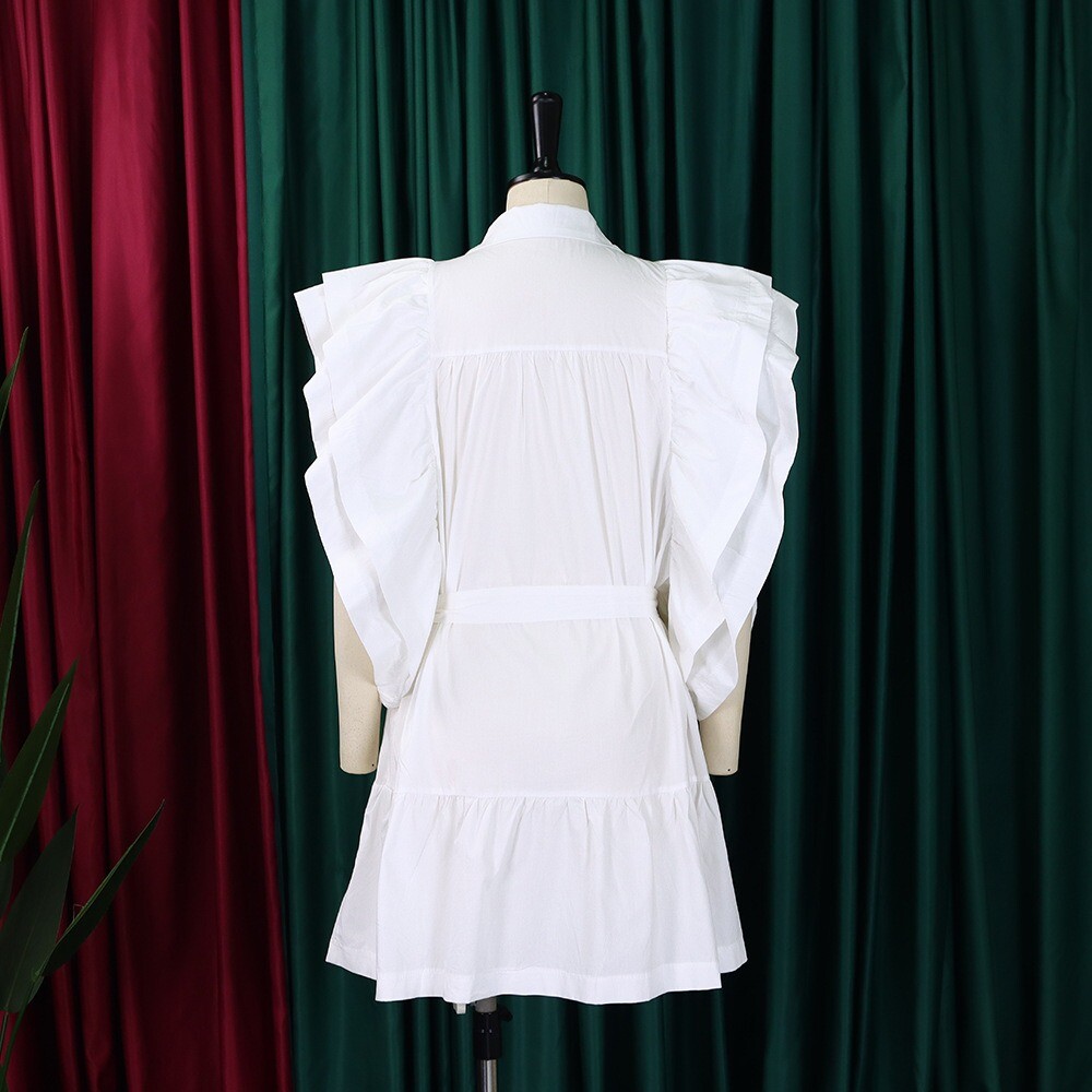 Womens Drawstring Ruffle Cap Sleeve A Line Dress Mini Dress Sundress Short Dress