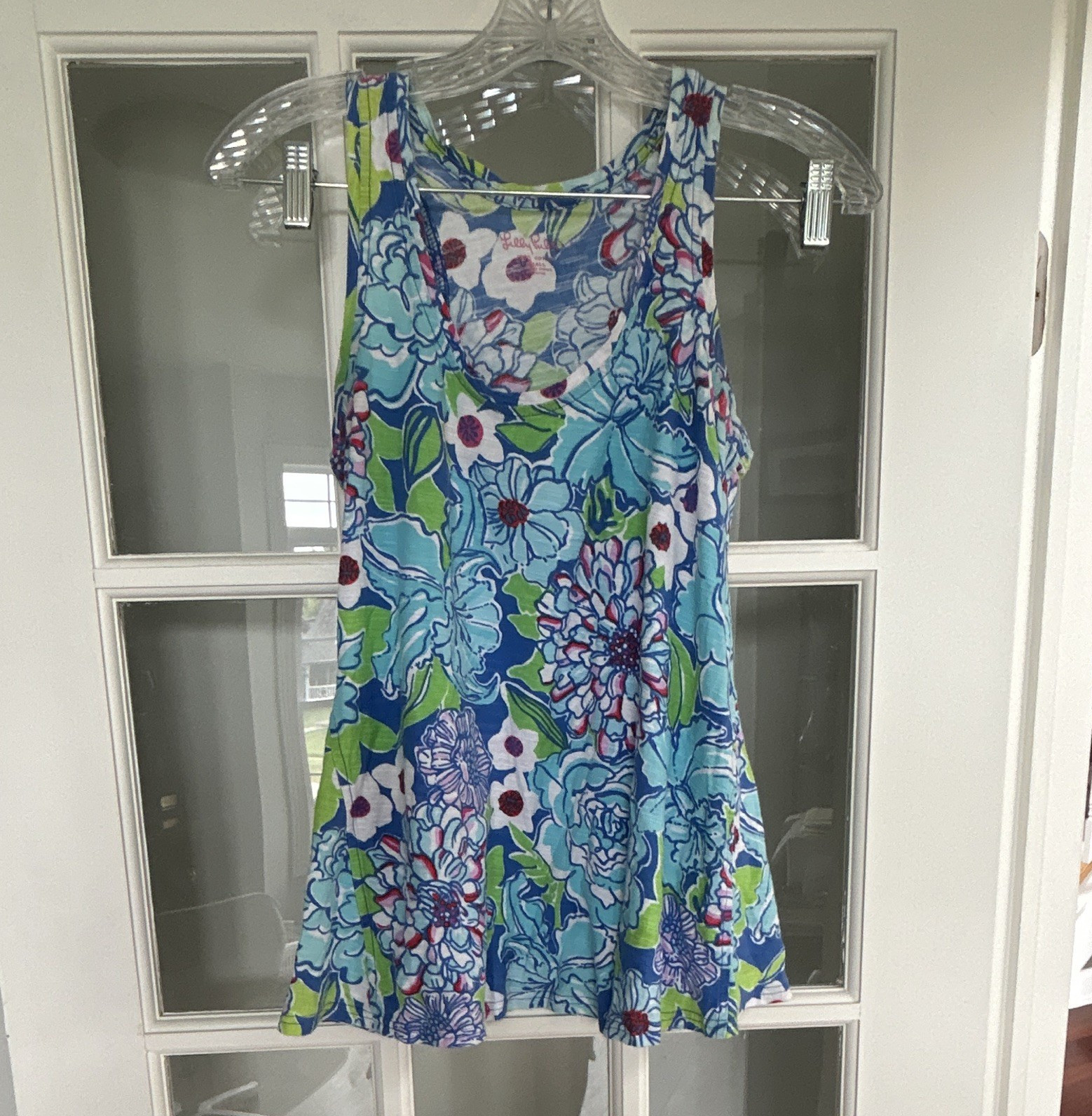 Lilly Pulitzer Floral Shift Dress Blue Green White Purple Sleeveless Size 6
