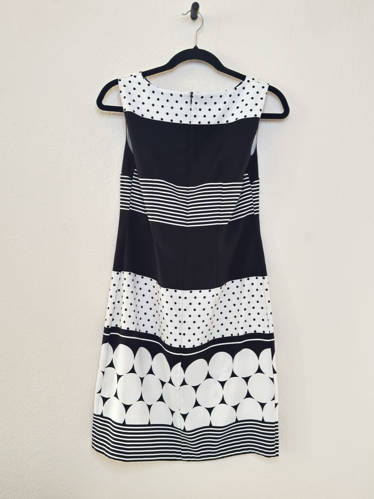 Alyx Sheath Dress Black White Polka Dot Striped Sleeveless Size 4