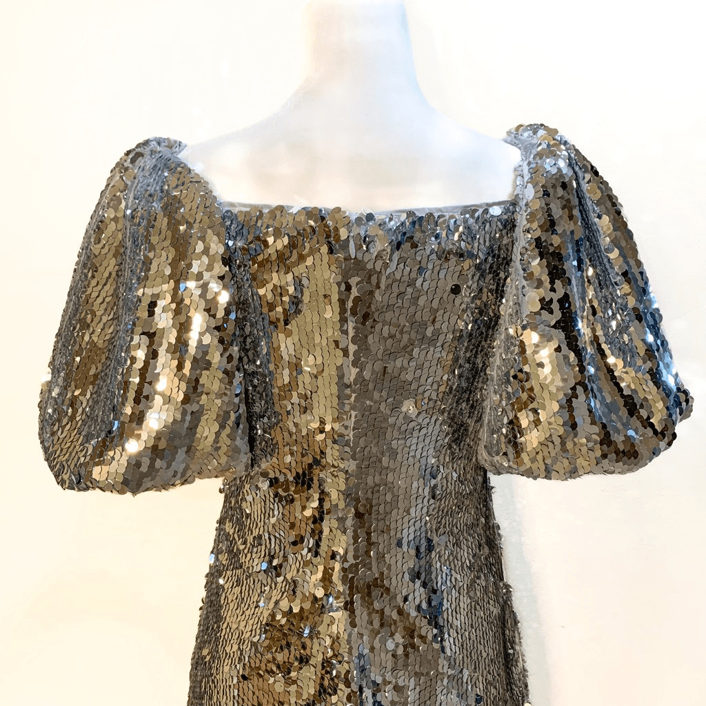 Rhode Silver Sequin Dali Mini Dress Above The Knee Size 0 New With Tags Small