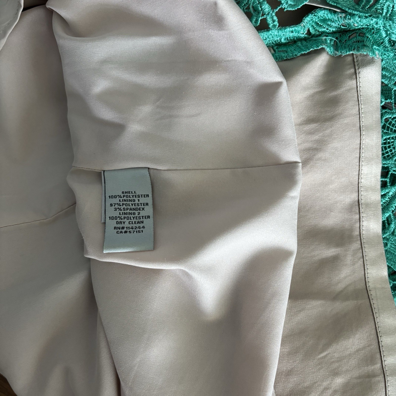 Eliza J Cap Sleeve Sheath Teal Green Lined Summer Cocktail Wedding Lace Dress 6