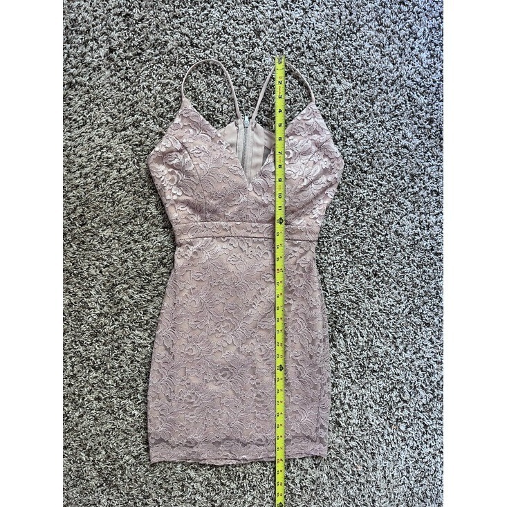 Emerald Sundae Mauve Pink Lace Bodycon Mini Dress Strappy Back Size S