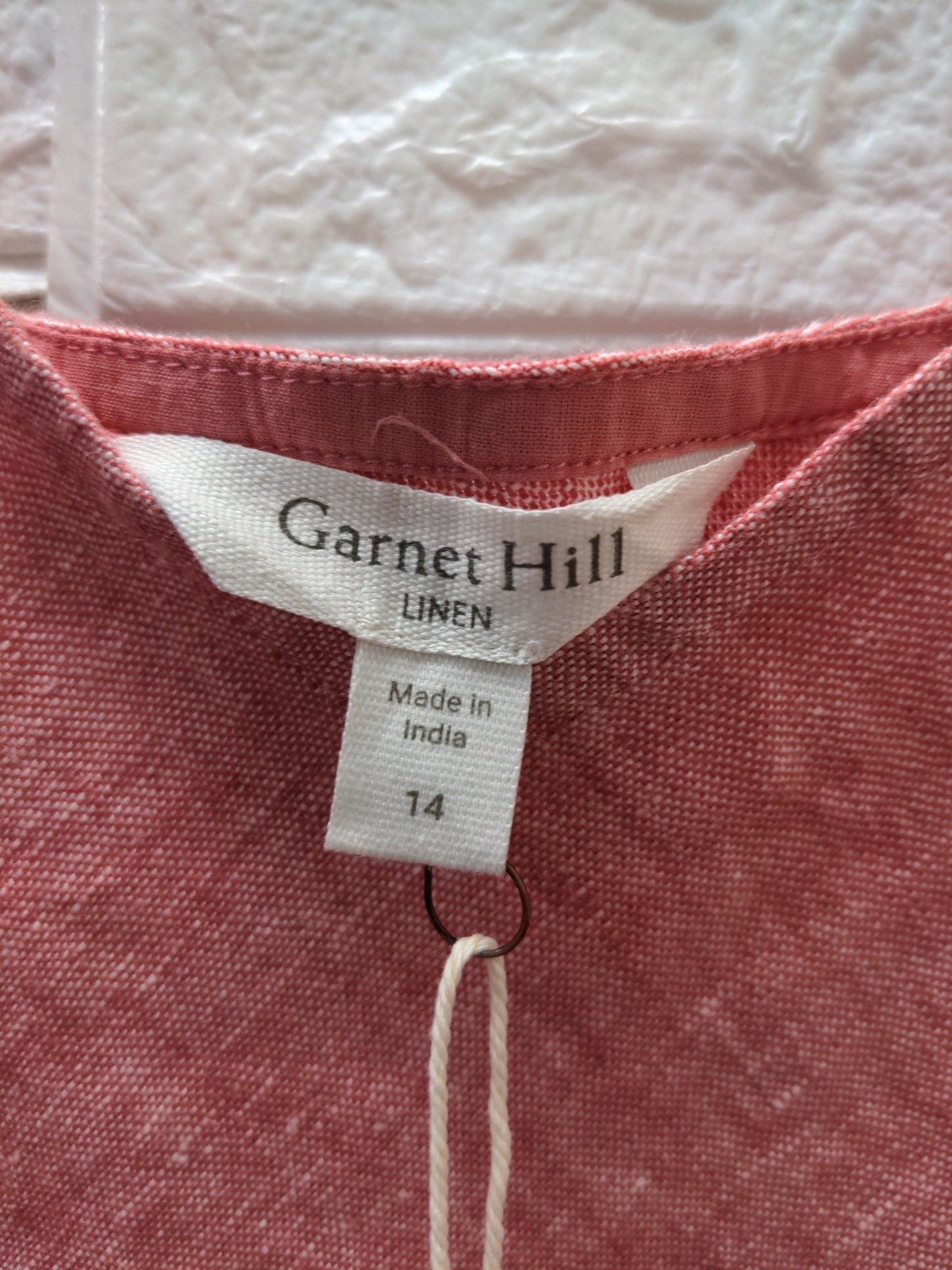 New Garnet Hill Adele Linen Slip Dress Poppy Rose Chambray Sz 14