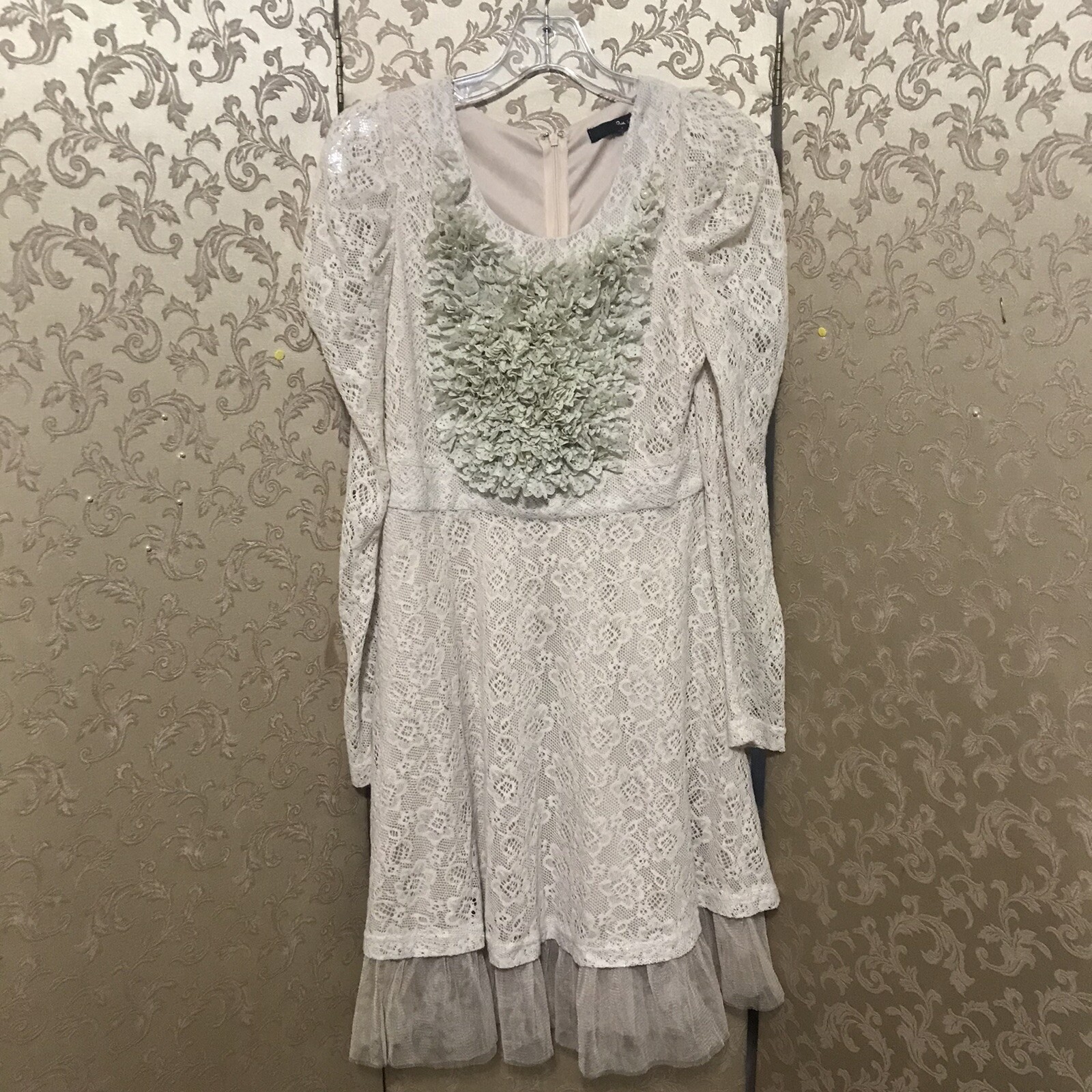 RYU Ivory Ruffle Lace Tulle A-Line Dress Size Small S