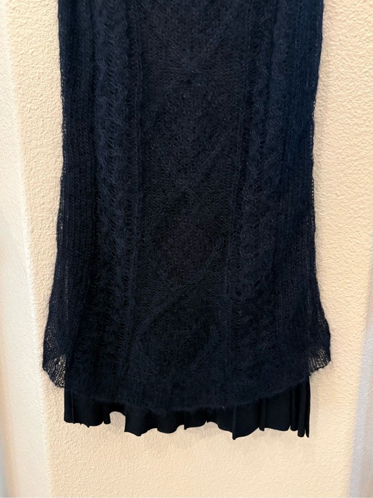 Vintage IISLI Black Mohair Wool Blend Sequin Straps Mini Y2K Dress Size Small
