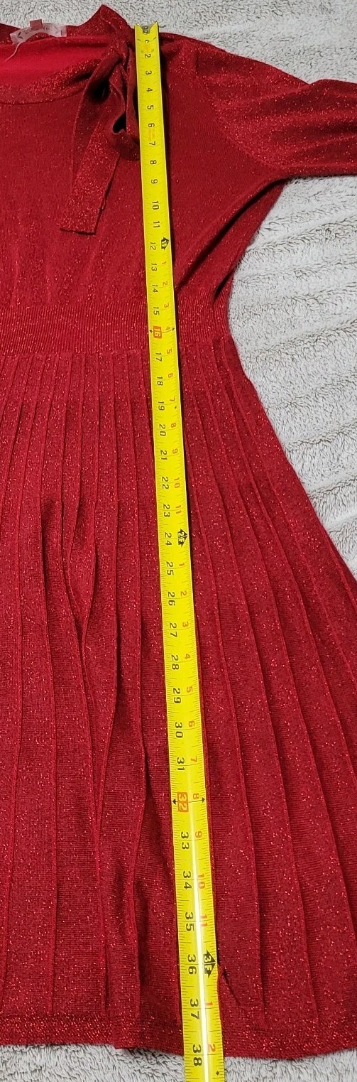 Nanette Lepore Sparkly Red Dress Size XL Holiday Christmas 3/4 Sleeve Classic