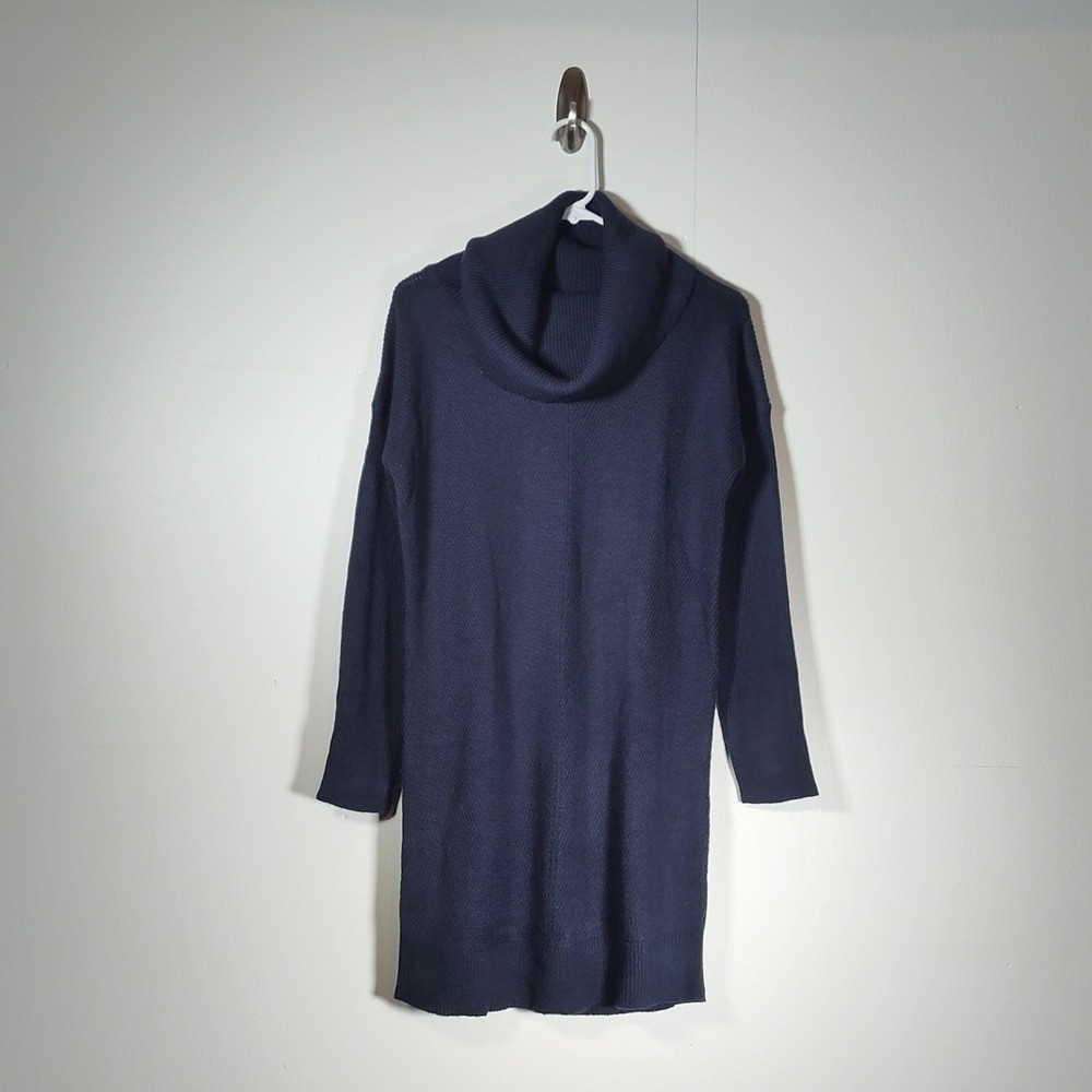 Lulus Tea Reader navy blue long sleeve cowl neck sweater dress M