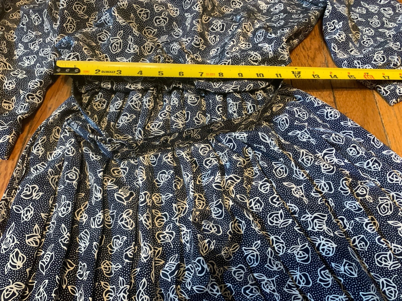 VTG 80s Breli II Lace Collar Cottage Core Prairie Dress Blue White Floral Sz 8
