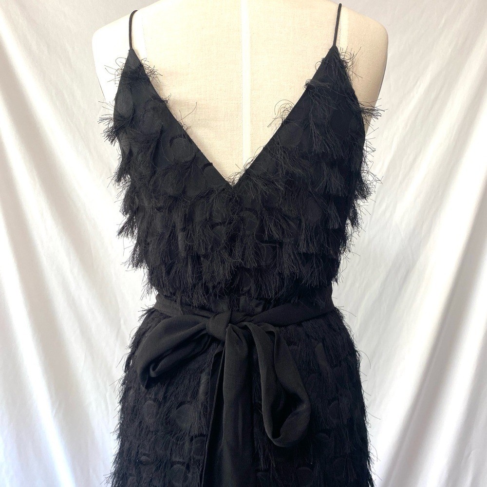ALI + JAYLong Maxi Fringe Dress with Spaghetti Straps and Belted Waist XS