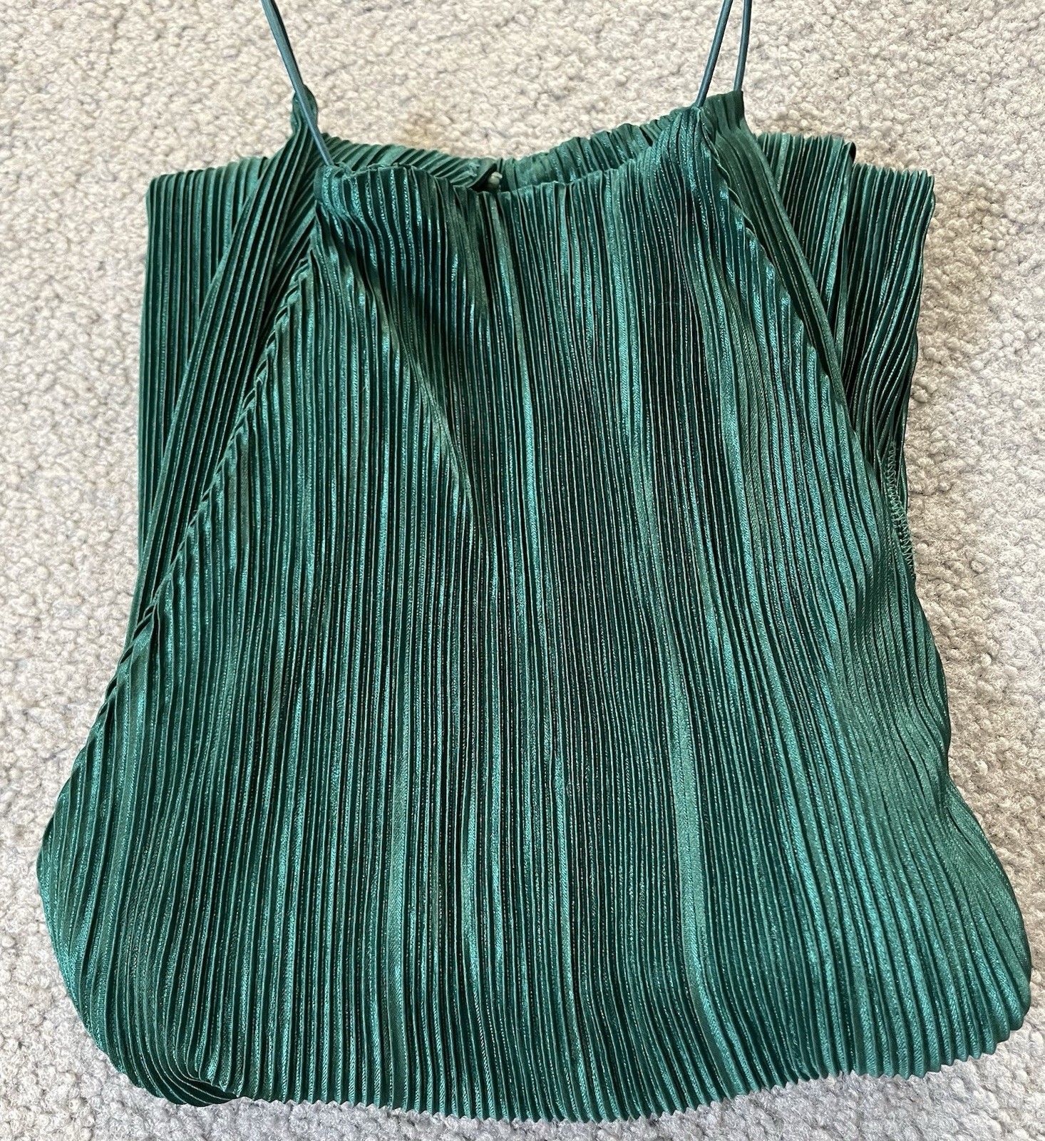 Boohoo Pleated Halter Maxi Dress Sz 4 Back Cut Out Slit Green Cocktail Party