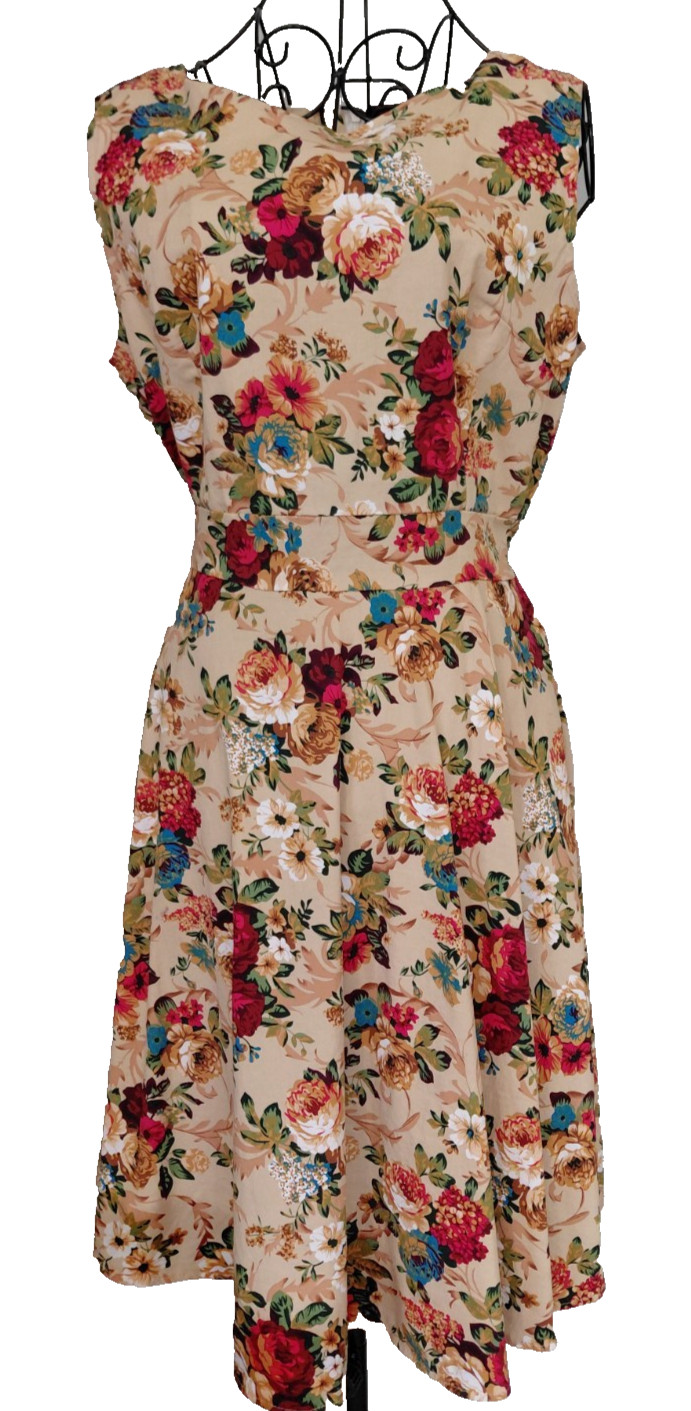 OWIN 100% Cotton Floral Dress Womens Sz XL Ties in Back