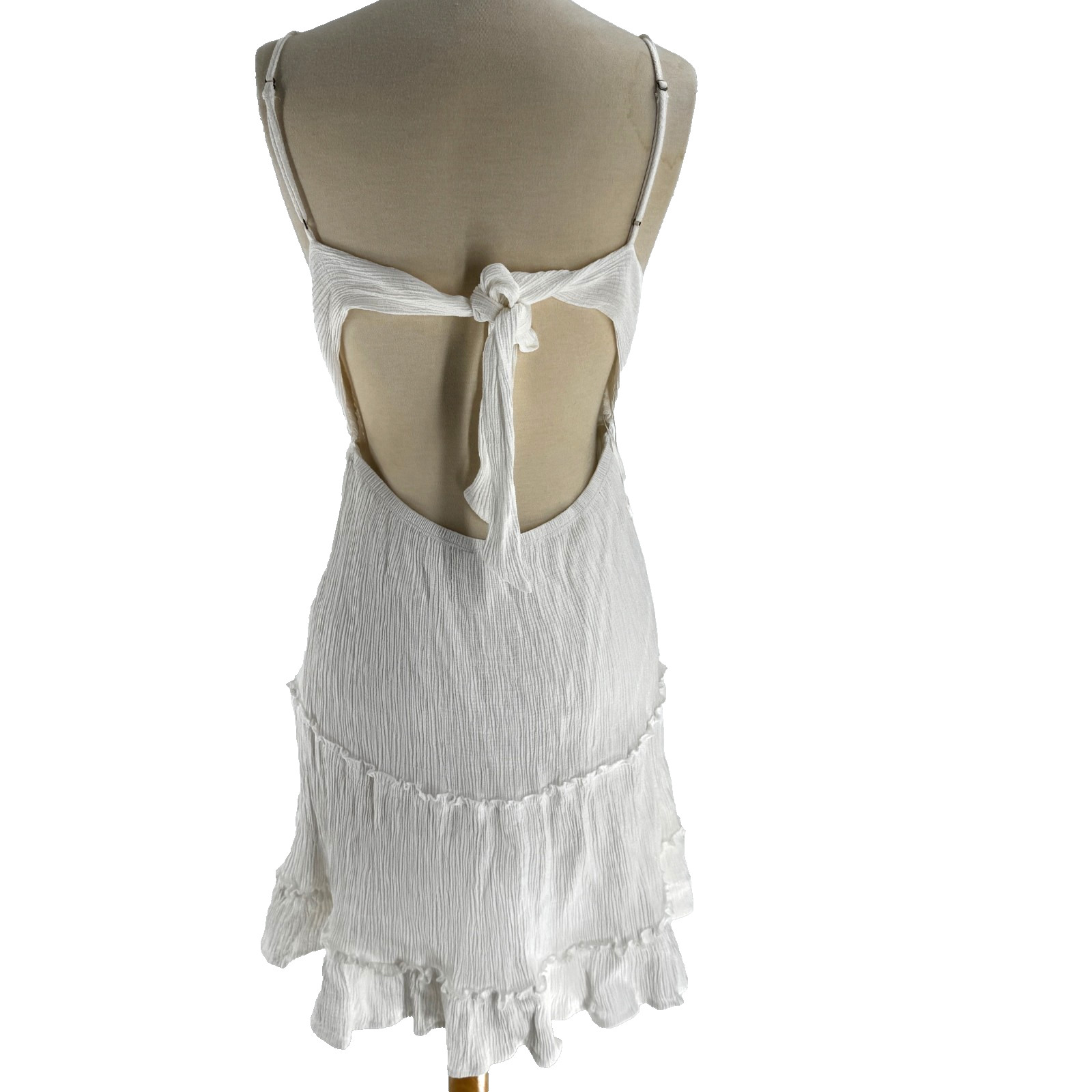 Shyanne Womens Lace Bustier Mini Dress Medium White Halter Crochet Cowgirl Rodeo