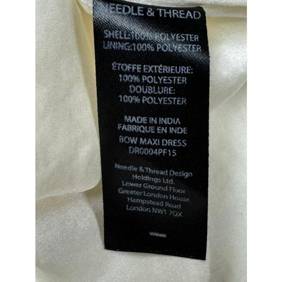 Needle & Thread Ivory Grecian One Shoulder Satin Maxi Gown Taupe Bow US 8
