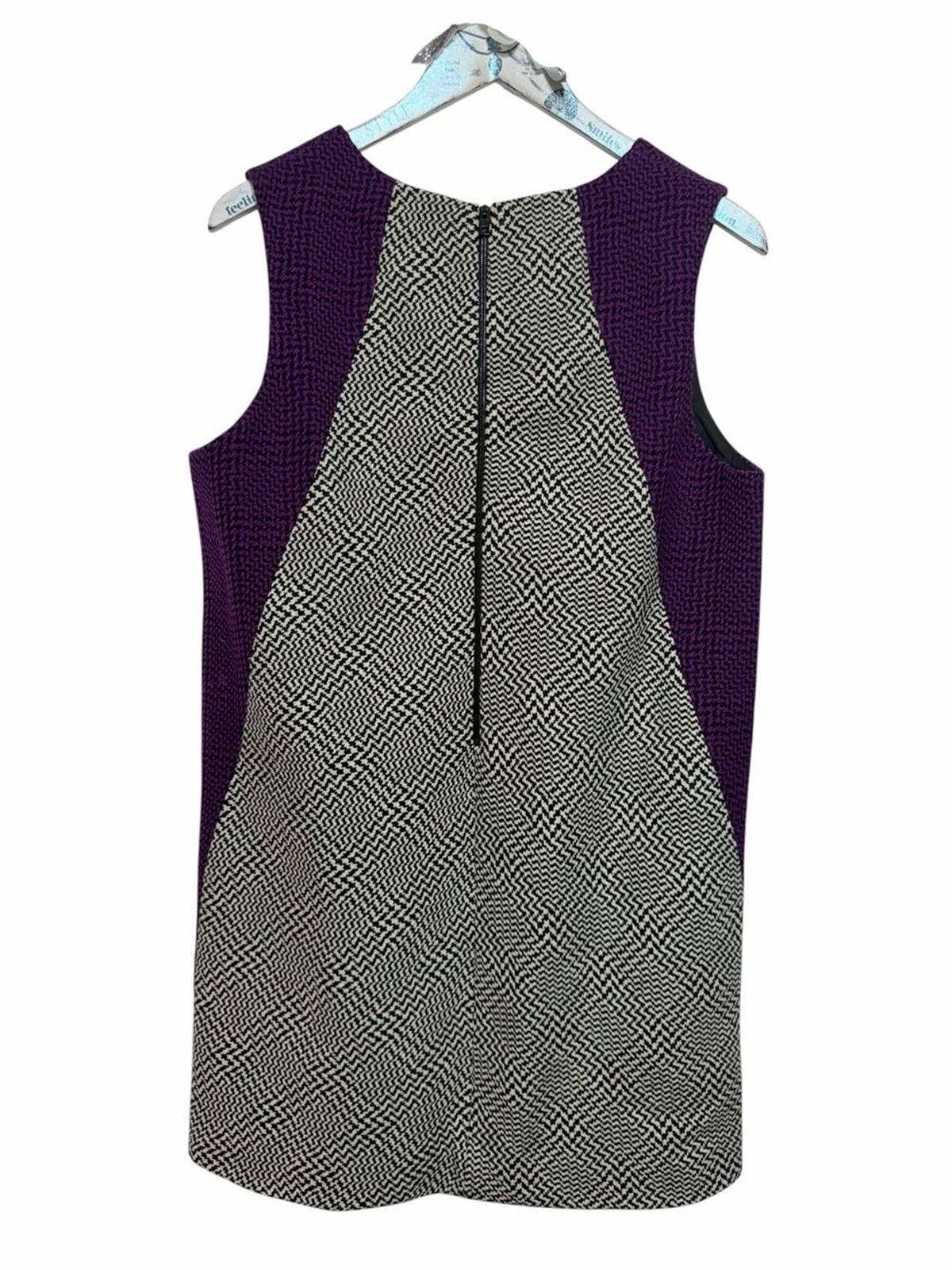 Rag & Bone Colorblock Tweed Shift Dress Wool Blend Purple Black Size L