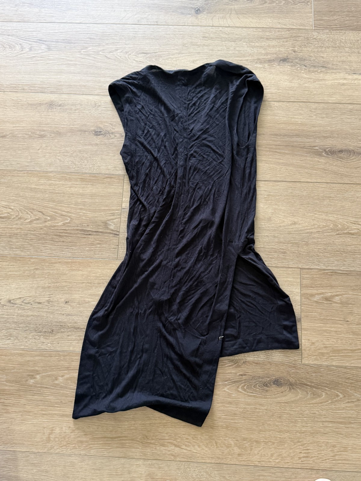Helmut Lang Black Micro Modal Draped Bodycon Dress Size S Sleeveless