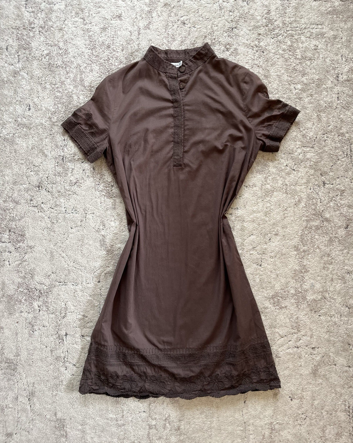 Tahari Women’s Size S Brown Solid Collared Short Sleeve Button T-Shirt Dress