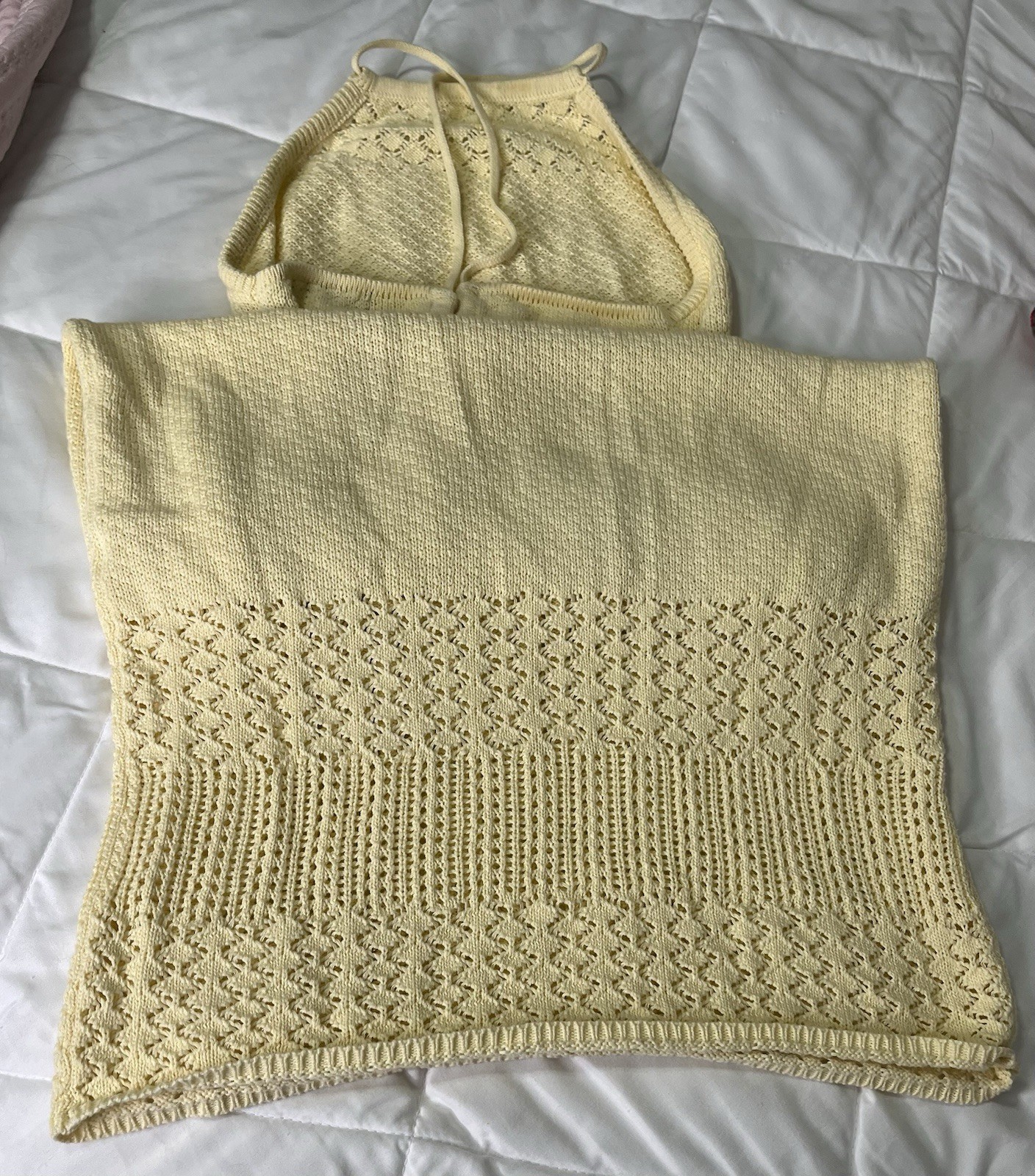 Forever 21 Size Large Light Yellow Crochet Sun Dress