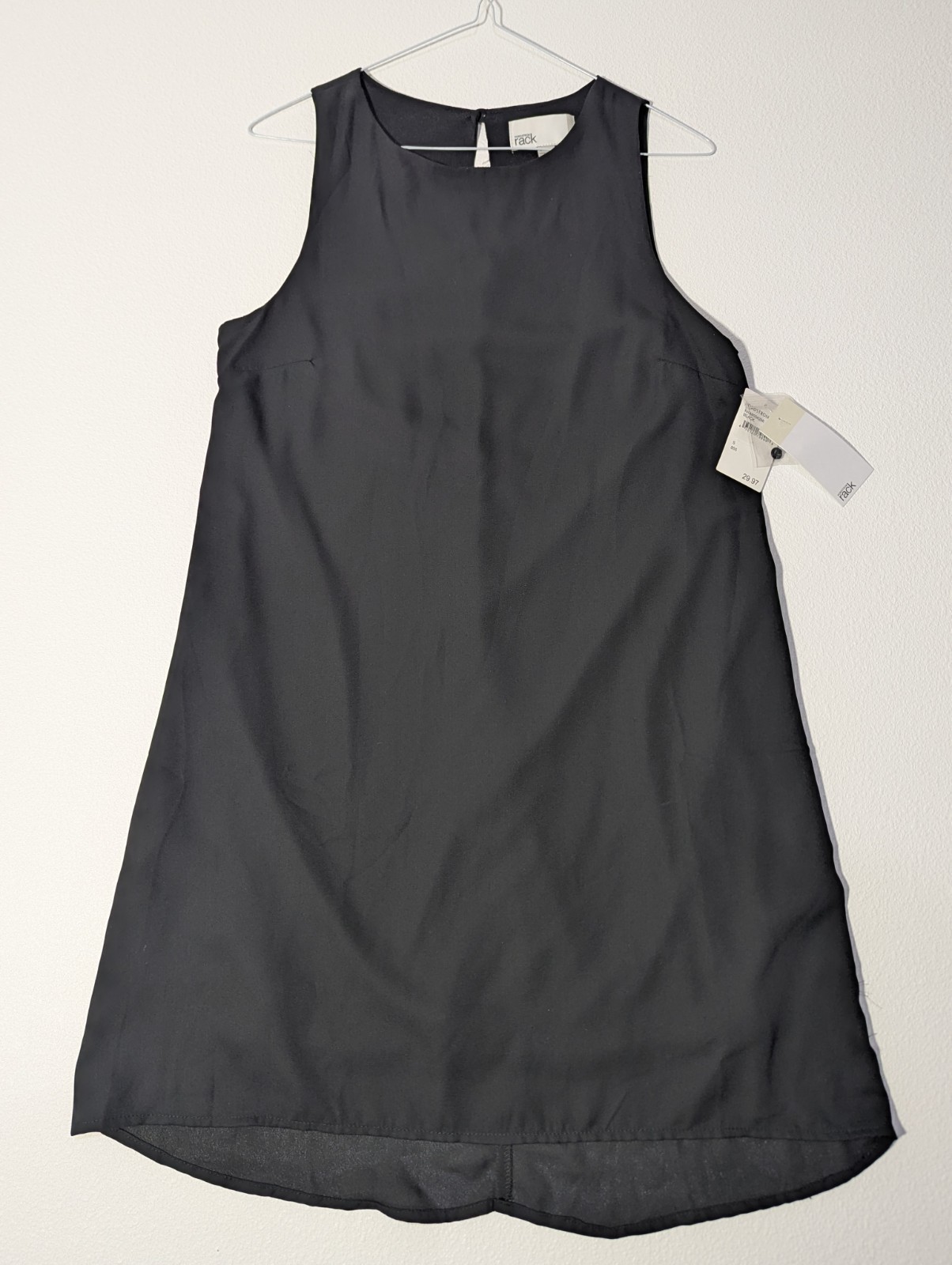 Nordstrom Rack Shift Dress Size S, Black Solid Round Neck Sleeveless Lined