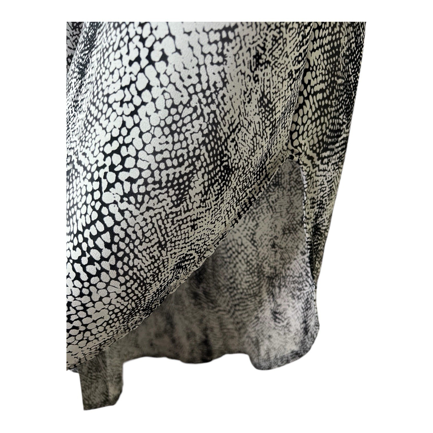 Franne Golde Snake Skin Print Shirt Dress Women’s L Black Gray Button Up