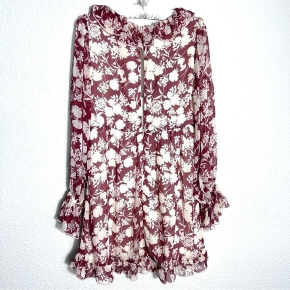 By Together Ruffle Long Sleeve Mini Dress Womens Small Cottagecore Boho Romantic