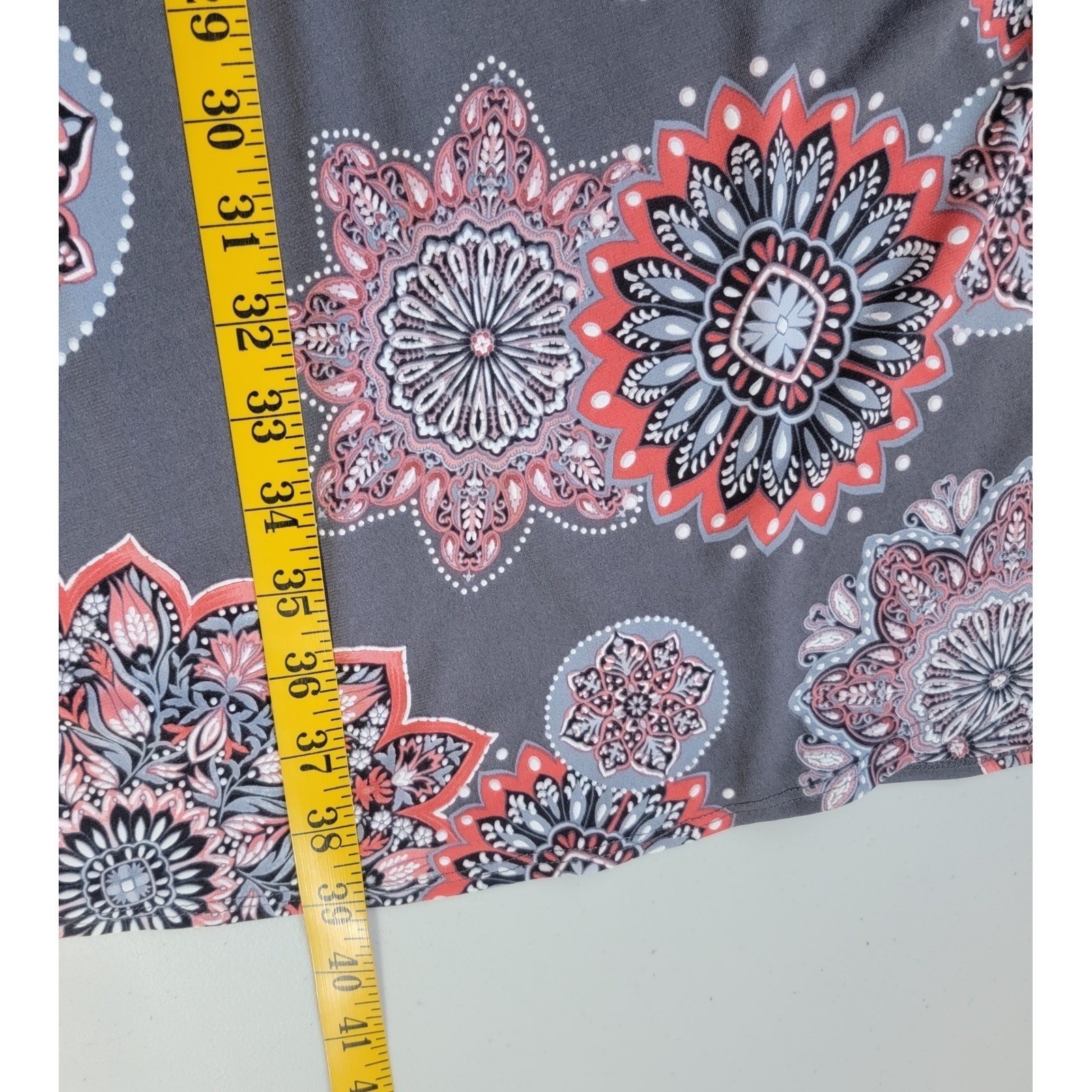 Robbie Bee Mandala Dress L Sheath Side Knot Boho Office Workwear Geometric Print
