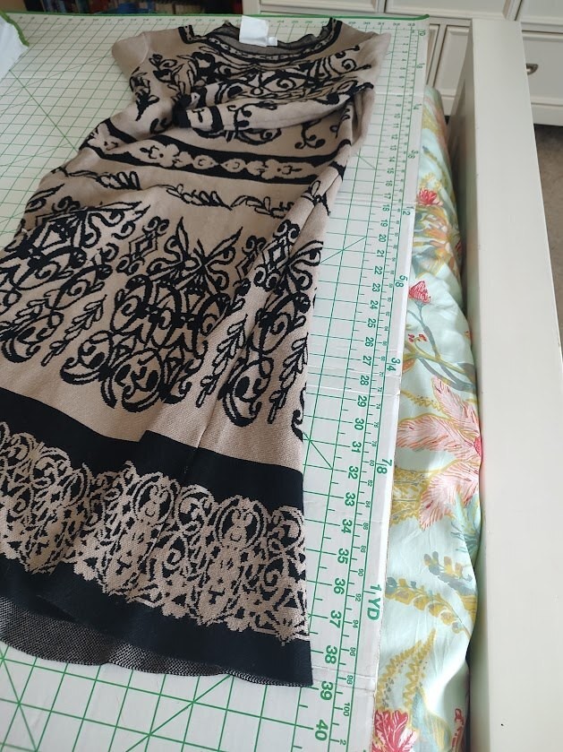 J. Taylor Beige and Black Patterned Knit Dress with 3/4 Sleeves