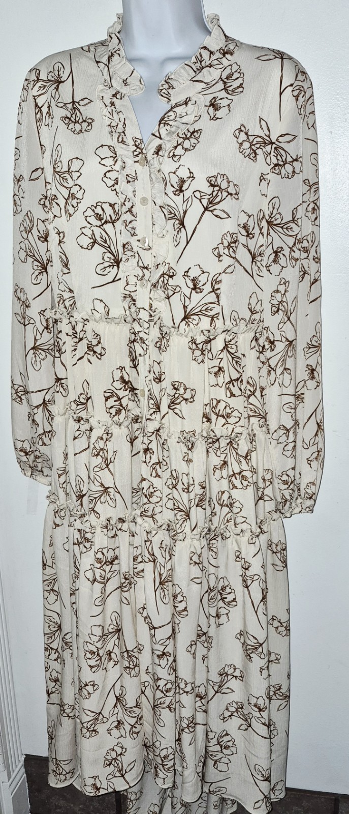 Ivy City Co Long Dress Sz L Floral Boho Cottagecore Prairie Womens