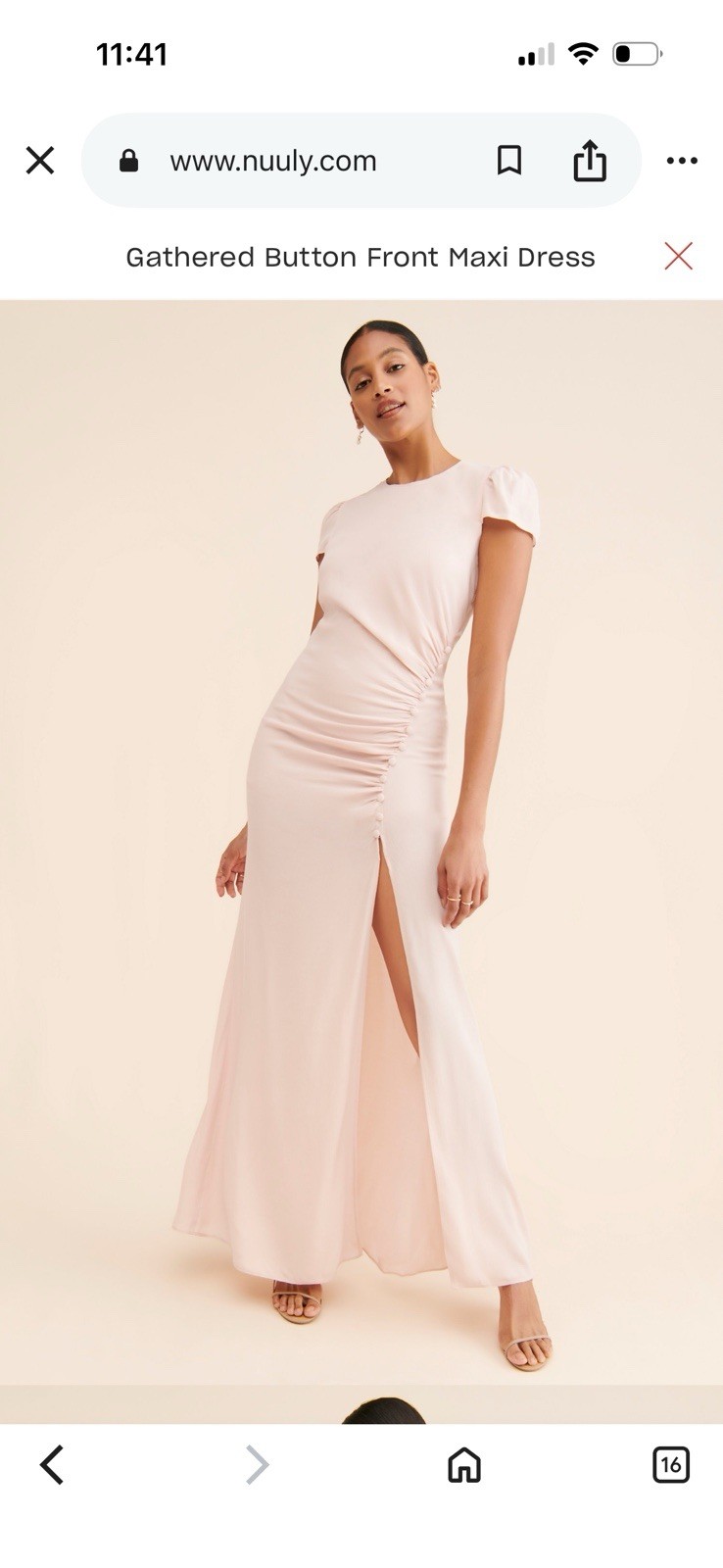 Free People NWT Light Rose Pink Long Dress With Slit And Button Details