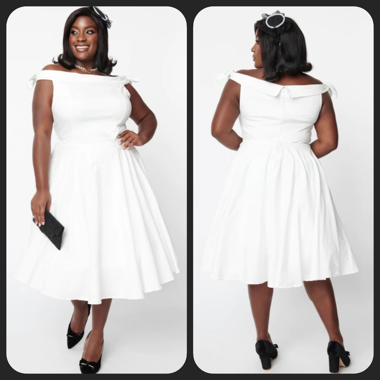 UNIQUE VINTAGE White Bridal Jessica Swing Dress**Pockets**Lined*Size XL**NEW**