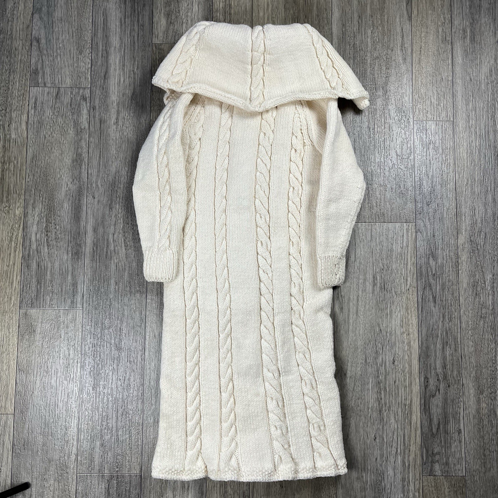 Handmade Vintage Chunky Fisherman Cable Knit Sweater Dress Size S/M Cozy Winter