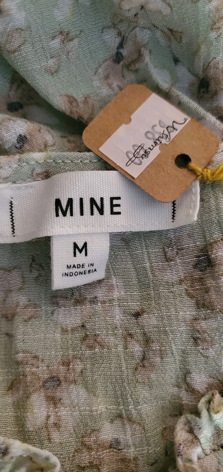 MINE Floral Boho Festival Spring Maxi Dress Mint Green Tiered Lace Trim SZ M