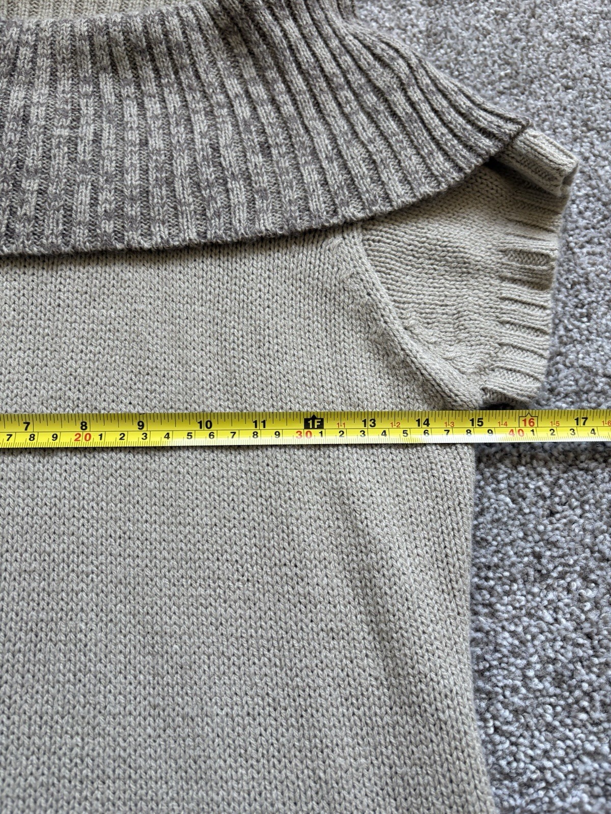 Red Paint Beige Gray Colorblock Knit Sweater Dress Cowl Neck Pockets L