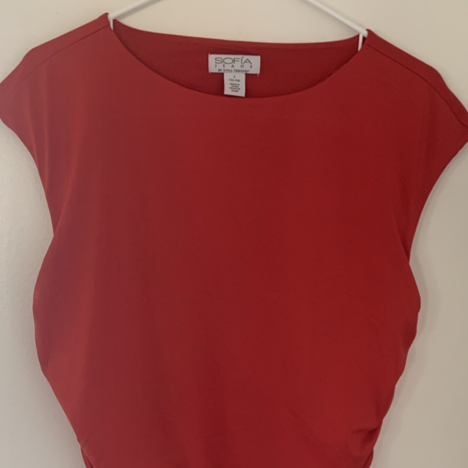 Sofia Jeans by Sofia Vergara Women’s Red Ruched Long Bodycon Dress Size L