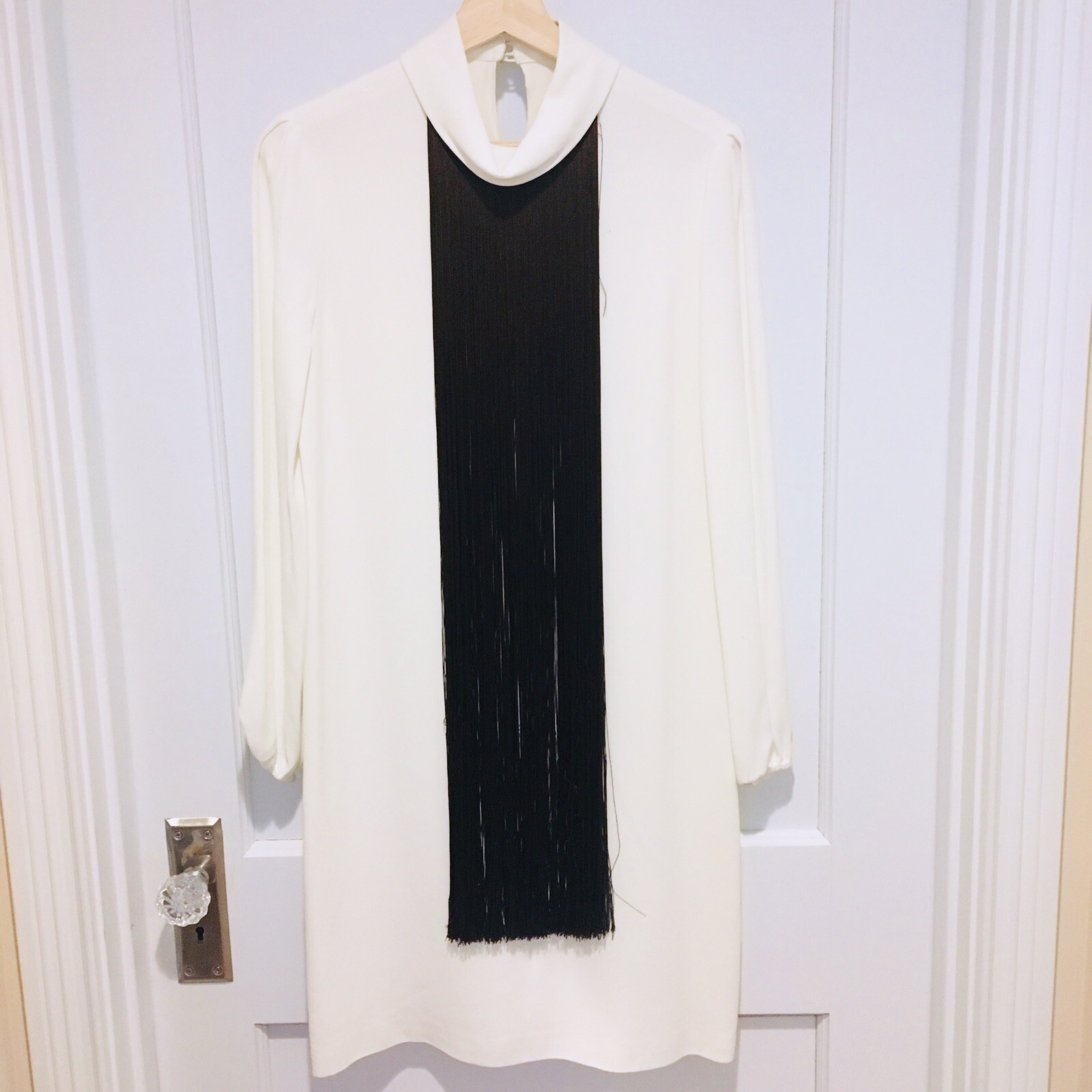 Adam Lippes Long Sleeve Fringe Shift Dress
