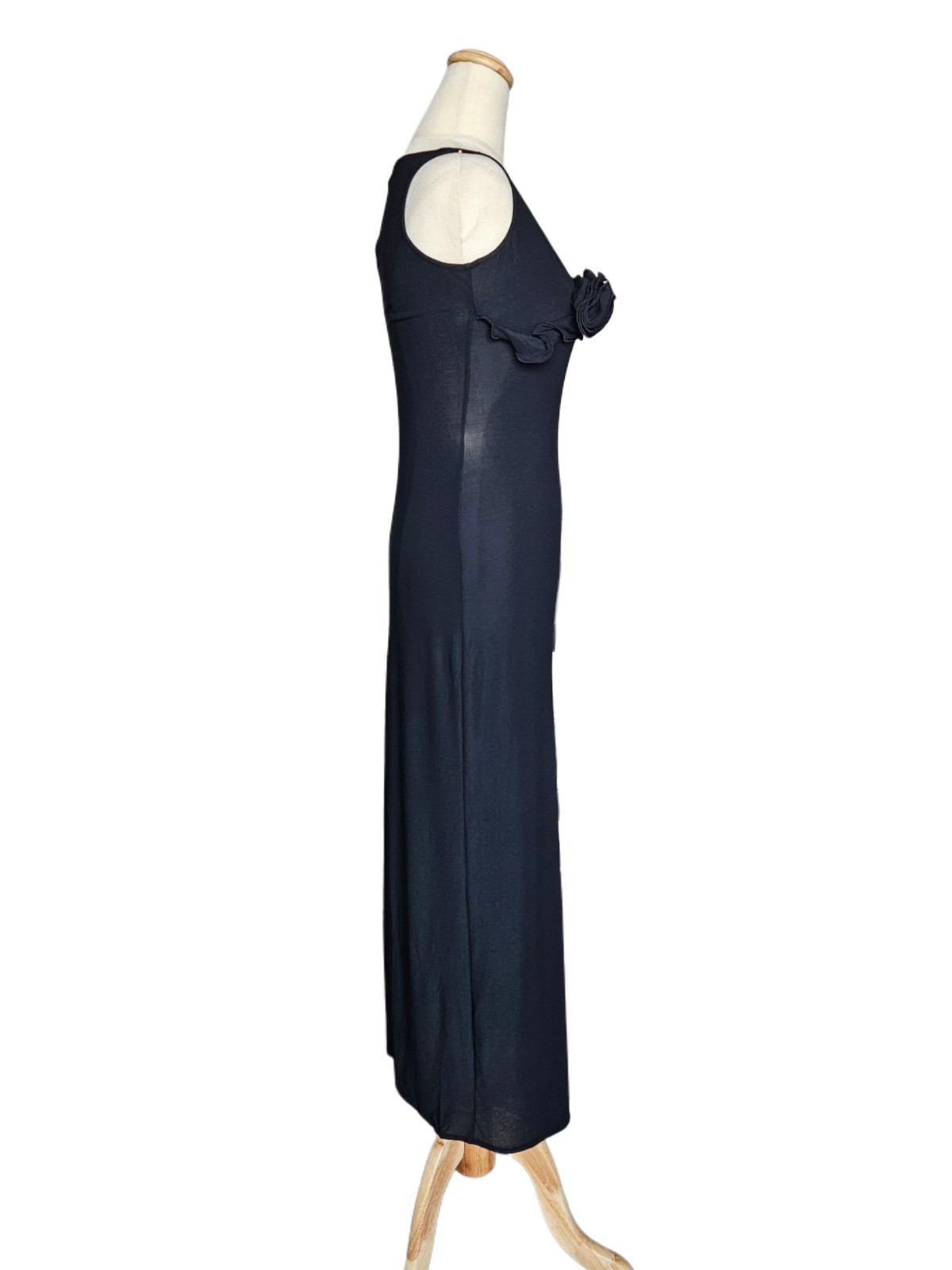 Magda Butrym Black Sleeveless Floral Applique Bodycon Long Dress