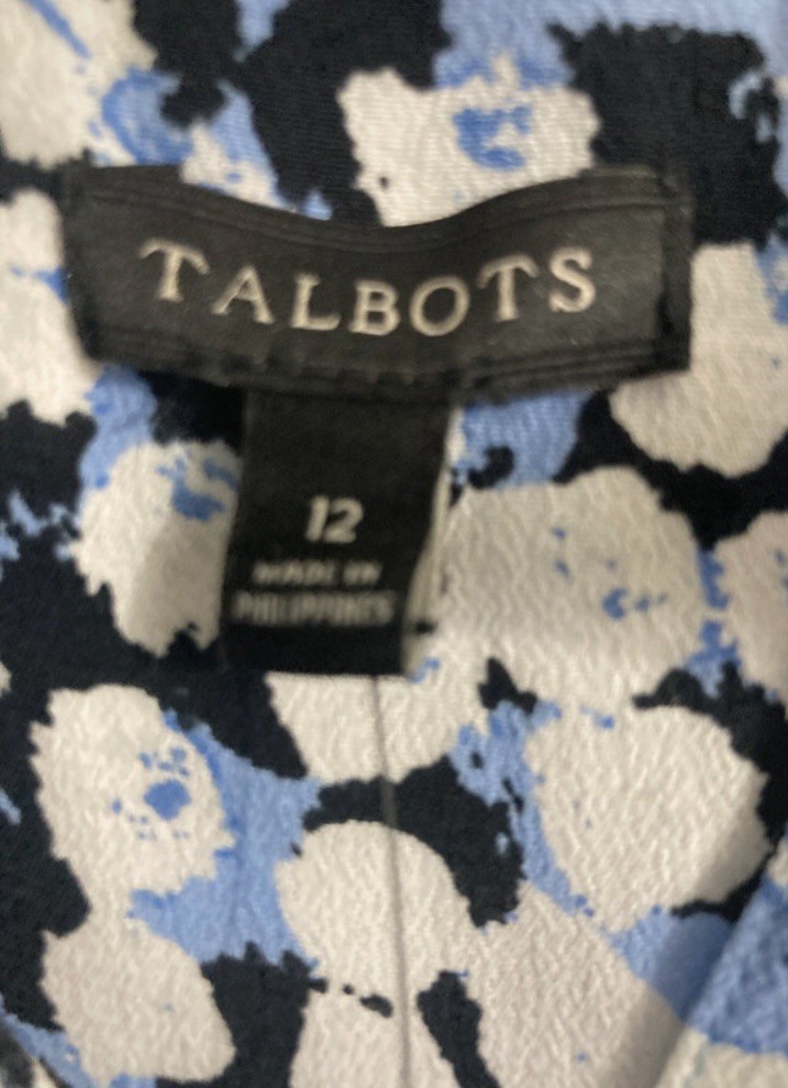 Talbots Women’s NWT 12 Blue White Collared Button Midi Dress