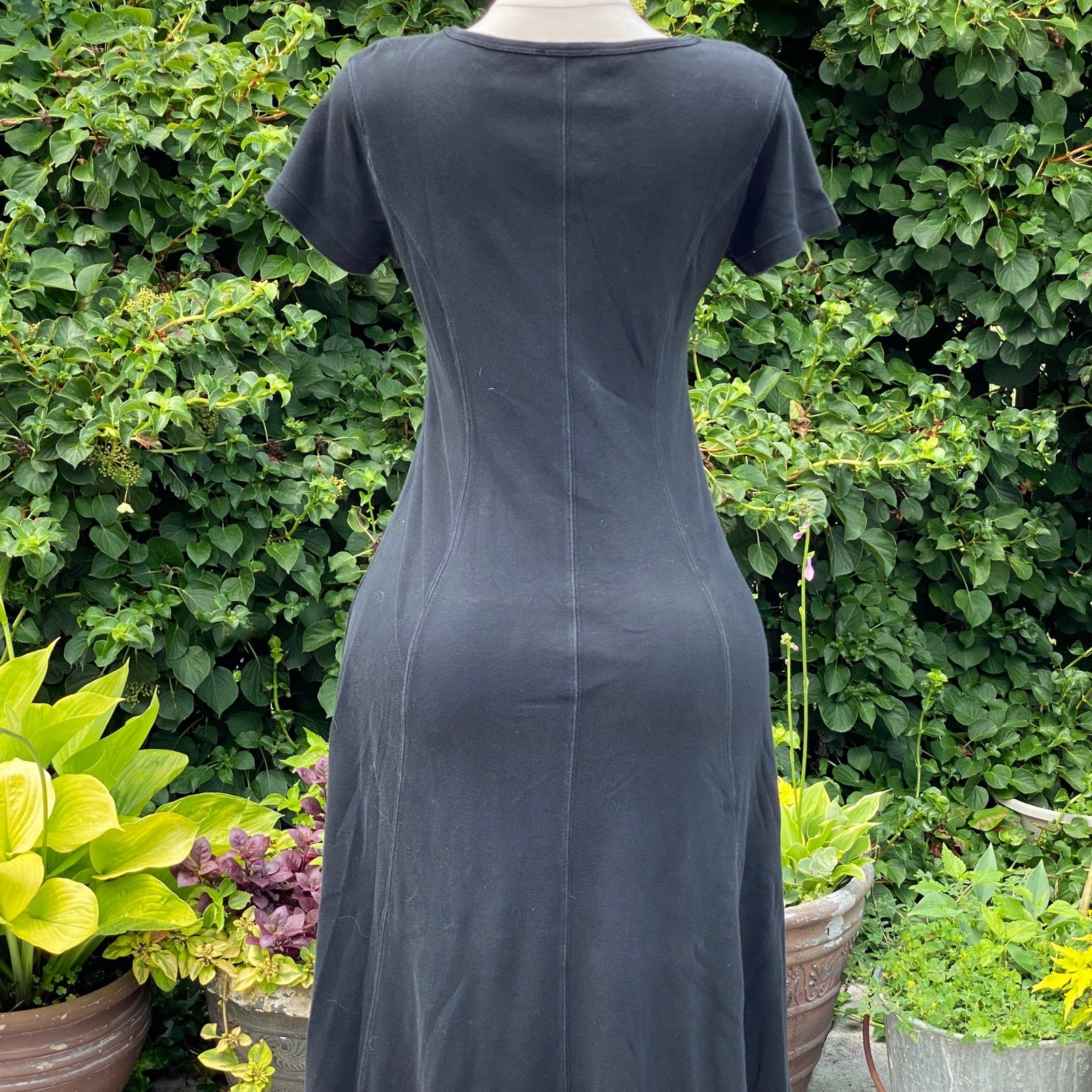 FADS 80s/90s Vintage Minimalist Black Tshirt Midi Dress Quiet Luxury Chic – PM
