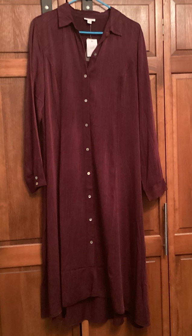Pure Jill Elements Maxi Shift Dress Long Sleeves 100% Lenzing Ecovero Viscose L