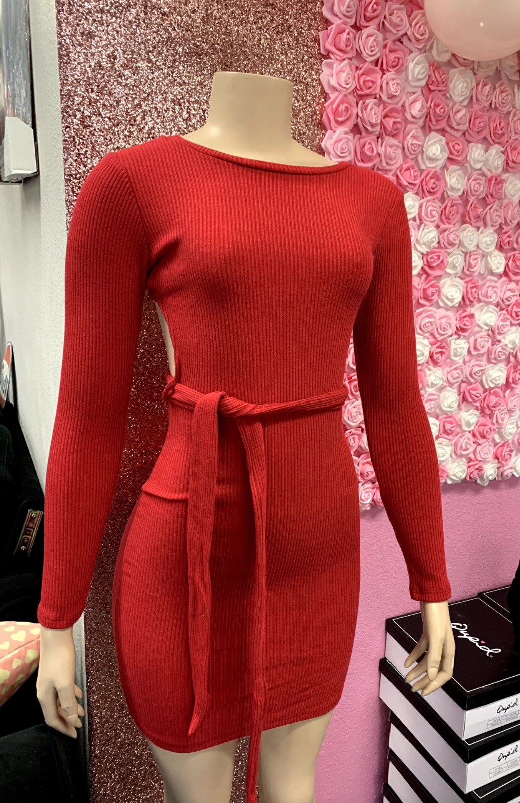 PRETTY IN RED -back Cut Out Dress Available In S,M,L