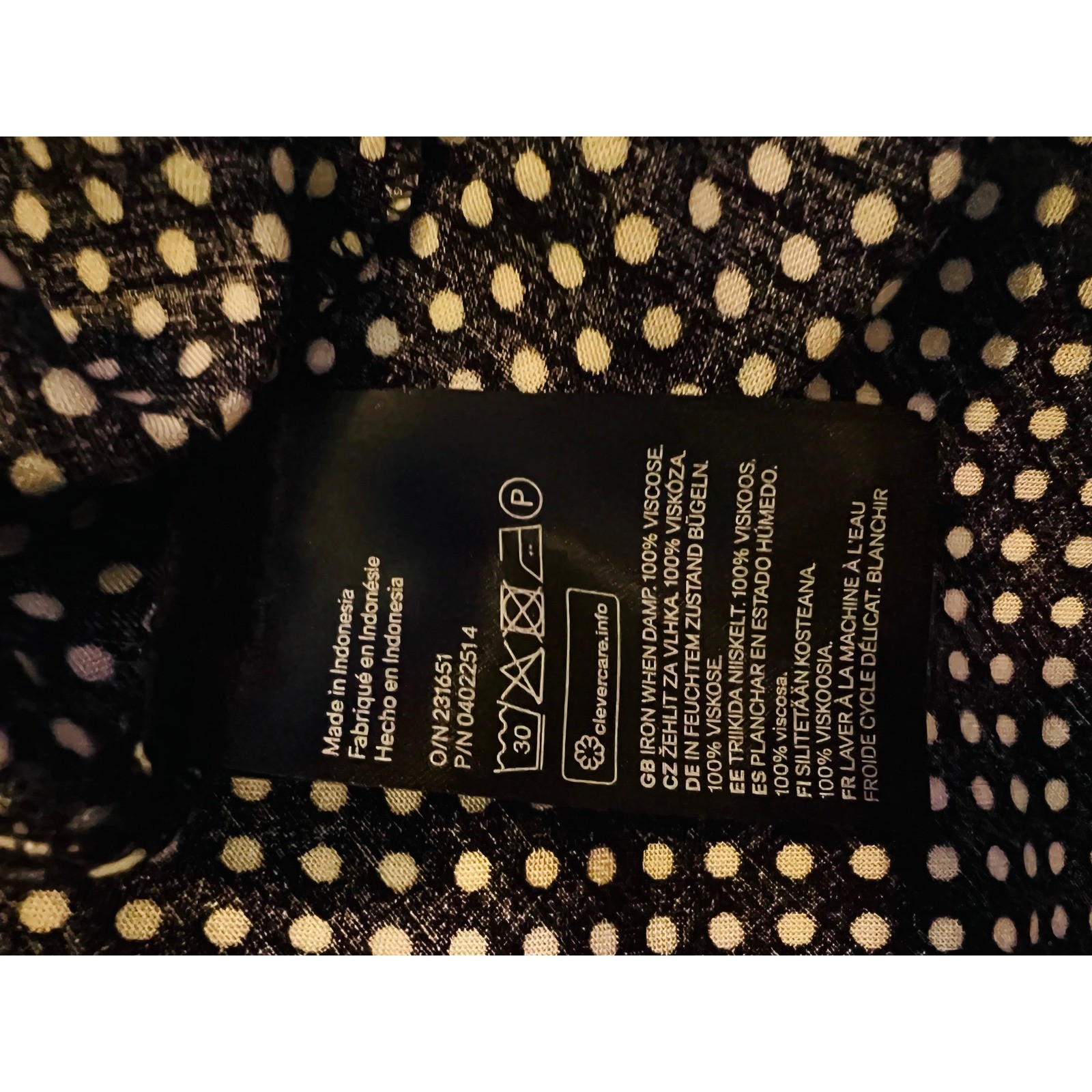 HM Black White Polka Dot Ruffle Neck Long Sleeve Shift Dress Size 6