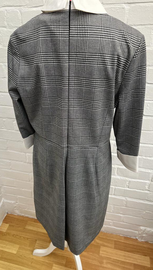 M&S Collection Dress Checked Black White Contrast Collar Size 18 EUR 46 RRP £45