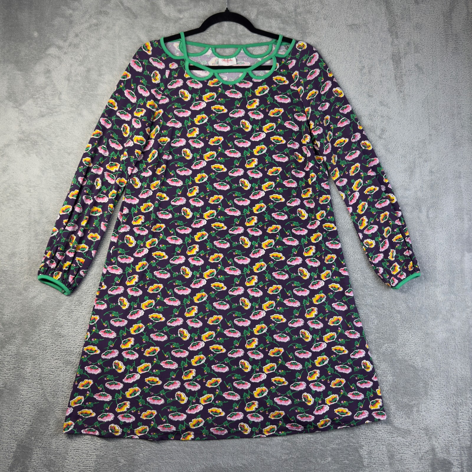 Leona Edmiston Dress Women 1 Multicolor Shift Floral Stretch Long Sleeve Stretch