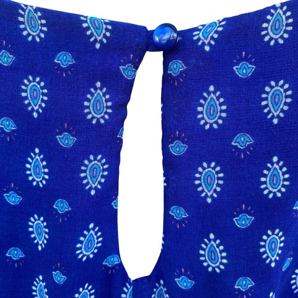 As U Wish Womens Blue Printed Shift Dress Size L Floral Hemline Long Sleeve