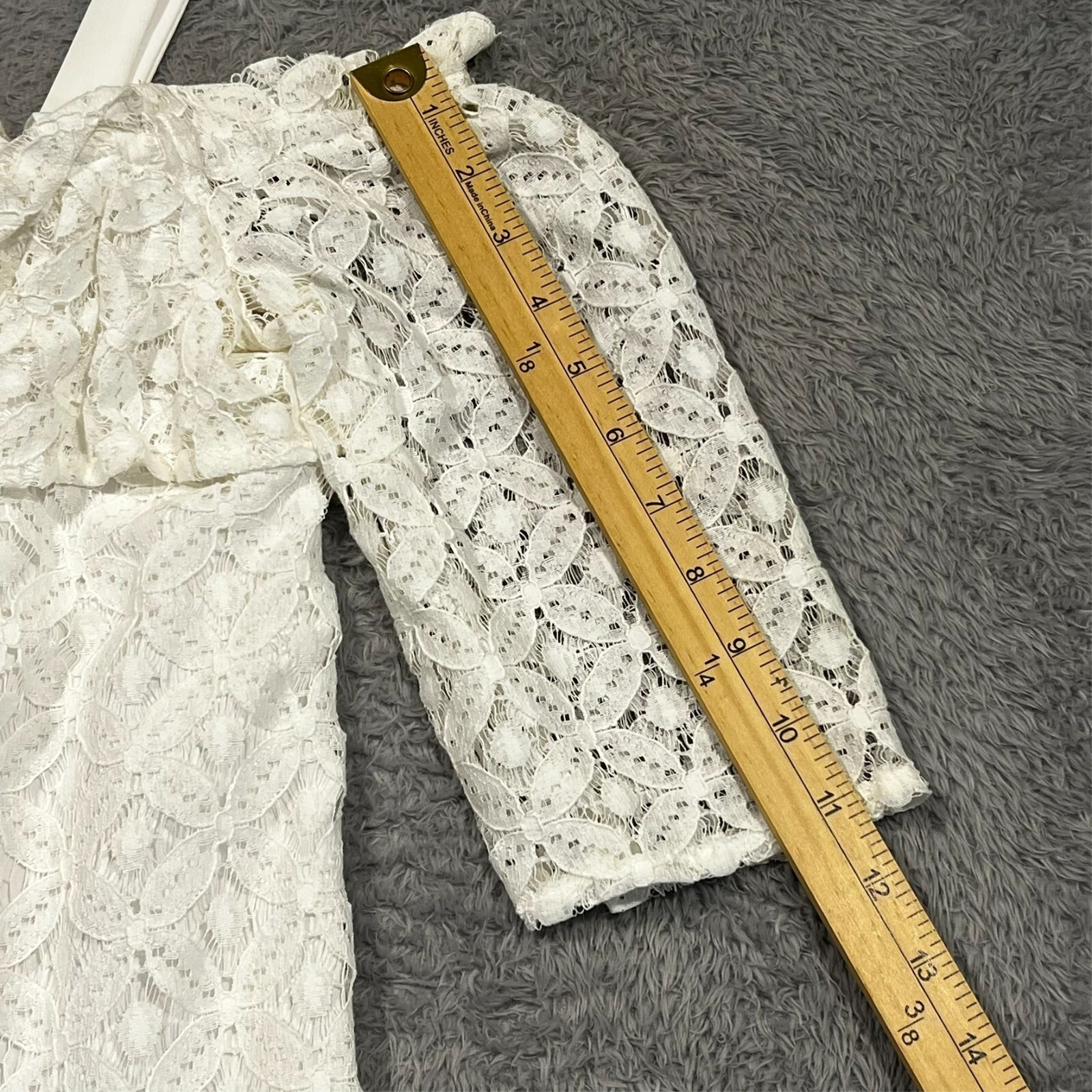 BCBGeneration Lace Cold Shoulder Ruffle Shift Dress Optic White Boho Womens XS