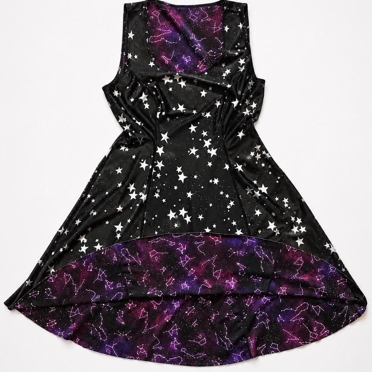 Reversible Stretch Celestial Galaxy Witchy Star Dress Constellations Astrology S