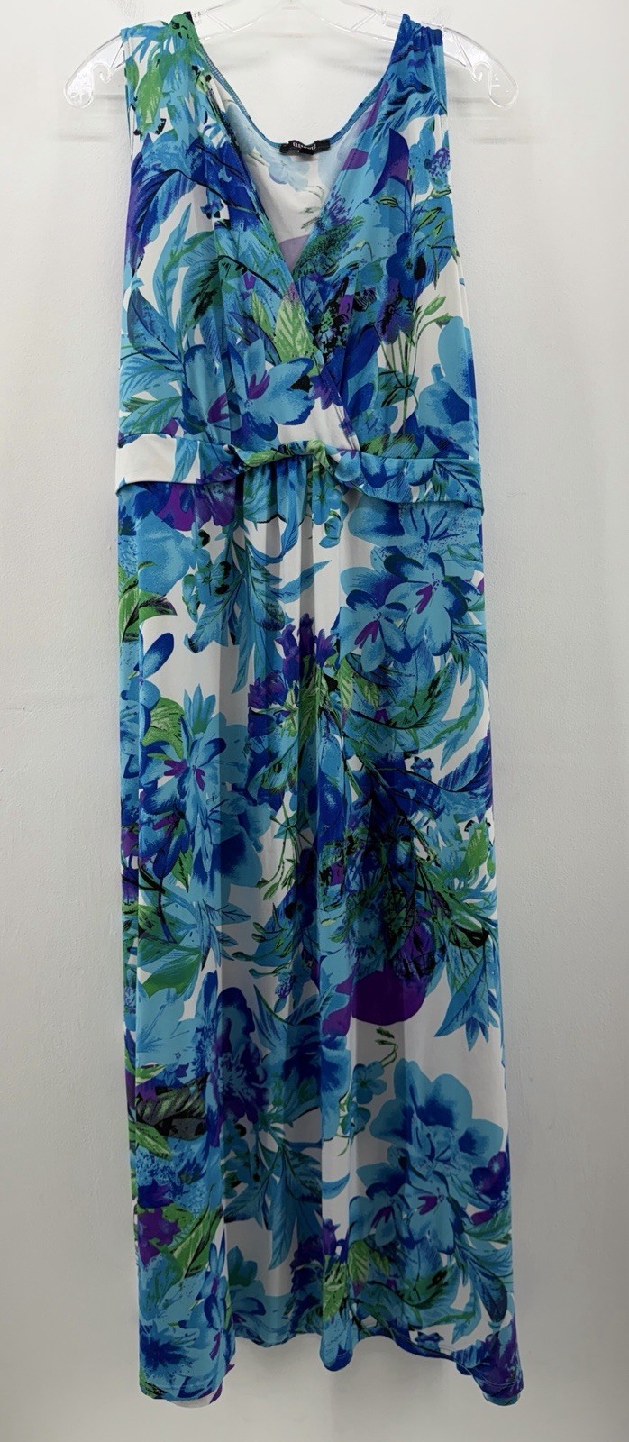 Elementz Womens Sleeveless Multicolor V-Neck Tropical Floral Sun Dress Size XL