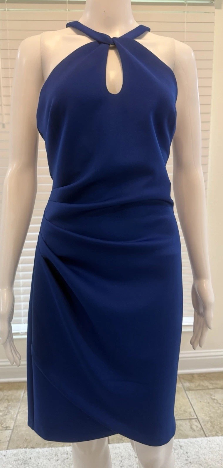 SIENA Twist Keyhole Halter Neck Faux Wrap Scuba Crepe Dress Size10