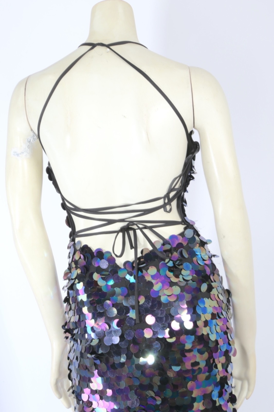 ALYCE Paris Paillette Plunging Neckline Sequin Maxi Prom Dress Gown Women Sz 000