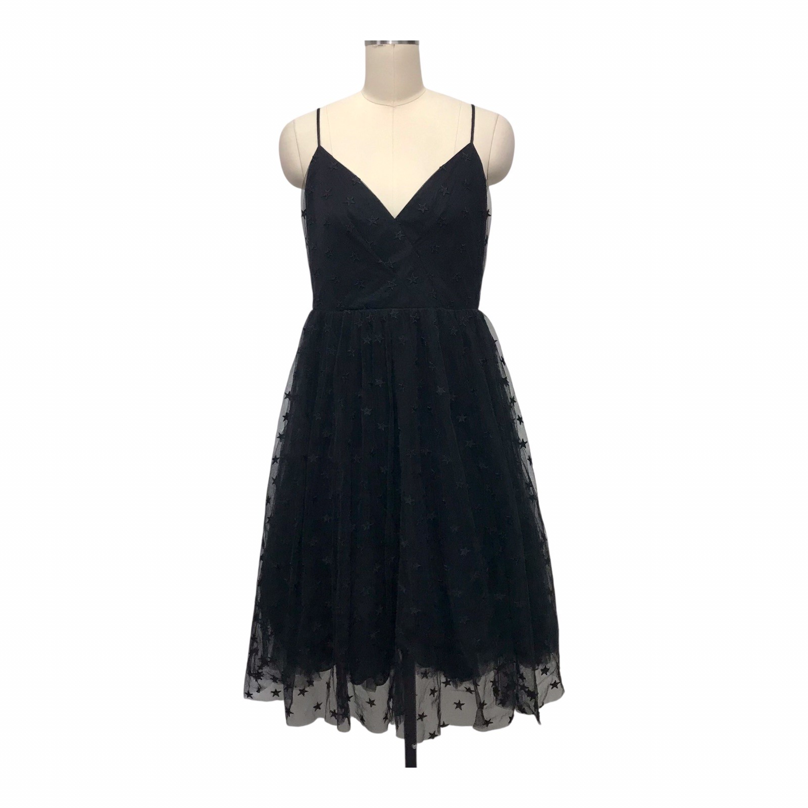 J Crew Black Whimsigoth Star Print Tulle Dress Party Cocktail Retro Women’s Sz 8